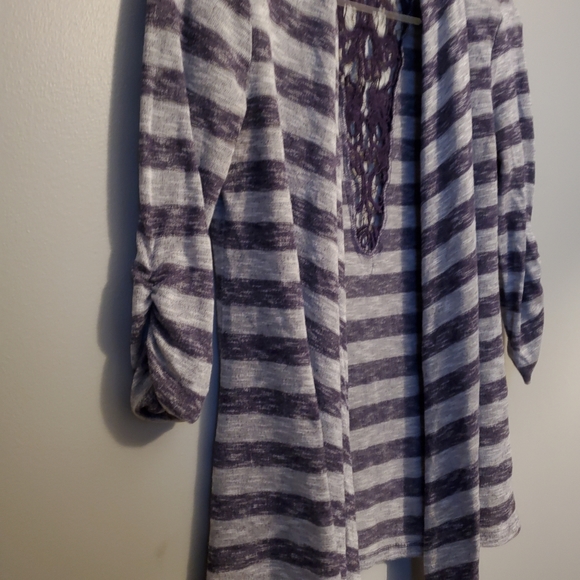 Purple Striped Lace No Boundaries Cardigan - Size L (11/13) - Picture 4 of 15